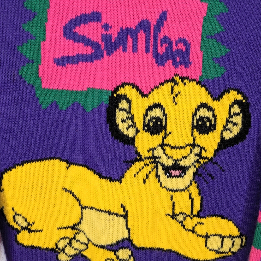 Vtg Simba Lion King Sweater Youth Small 7/8 RARE - Picture 3 of 6